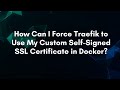 How Can I Force Traefik to Use My Custom Self-Signed SSL Certificate in Docker?