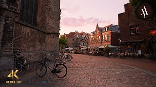 Evening Walk in Alkmaar, Netherlands, 4K City Ambience (Binaural)