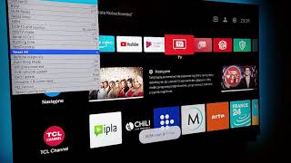 Android TV - menu serwisowe - reset all / reset shop