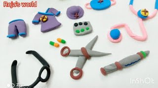 How to make a super light clay beautiful miniature doctor set ( ক্লে দিয়ে  ডক্টর স্যাড )