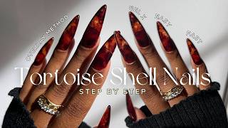 The ✨EASIEST✨ way to do Tortoise Shell Nails & Gel X Nails Overlay Method | gel x nails tutorial