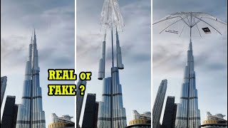 Burj Khalifa Umbrella Real or Fake? full video| Dubai Rain #viralvideo