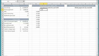 Excel 2010 One Variable Data Table