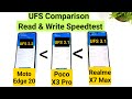 Realme X7 Max vs Poco X3 Pro vs Moto Edge 20 UFS Storage Speedtest Comparison🔥🔥🔥