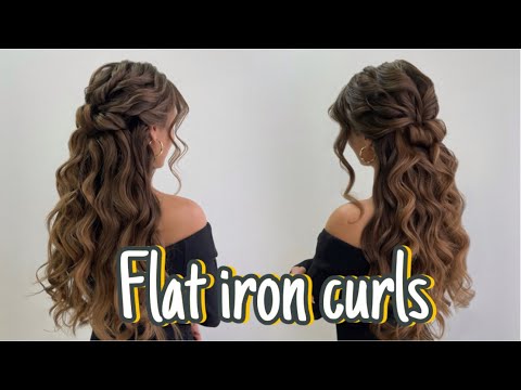 Half up half down hairstyle: Flat iron curls for Long, Heavy Hair