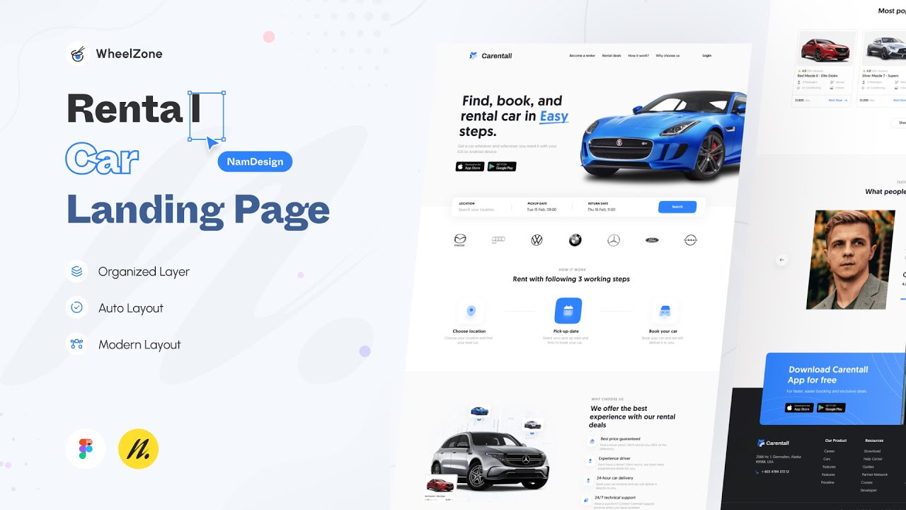 Design Landing Page Rent Car In Figma - UI Speed Design | Week - 15 ...