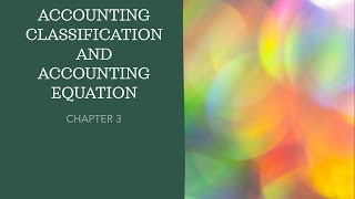 ACC106/ACC117 CHAPTER 3 ACCOUNTING CLASSIFICATION AND ACCOUNTING EQUATION