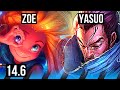 ZOE vs YASUO (MID) | 6/0/0, 1400+ games, Dominating | KR Master | 14.6