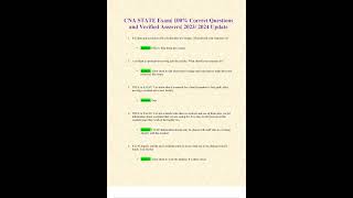 CNA STATE EXAM 100% CORRECT QUESTIONS AND VERIFIED ANSWERS 2024/2025 UPDATE