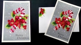 Easy & Colorful Acrylic Painting /Christmas Greetings / Christmas Candy Canes / Christmas Day #3