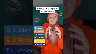 Ranking QB’s 25 Years Old and Under #shorts #nfl #nflfootball #rankings #quarter