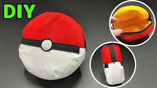 DIY Pokemon Monster Ball／How to make a round pouch with a 20cm zipper（Subtitles available）