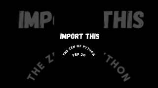 The Zen of python- import this