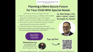 Planning a More Secure Future for Your Child with Special Needs, The Autism College Connection