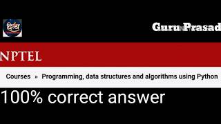 NPTEL | Programming, Data Structures And Algorithms Using Python |Week 2 quiz Solutions