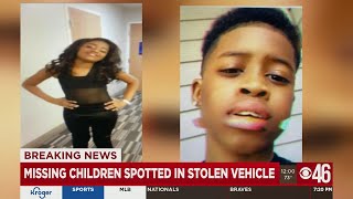 Missing children spotted in stolen vehicle