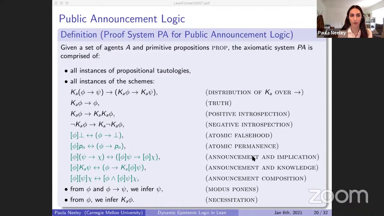 Lean Together 2021 Results In Modal And Dynamic Epistemic Logic Youtube