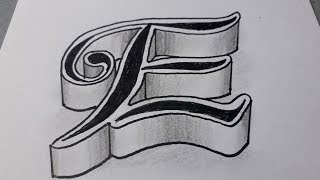 3d Letter E / Drawing Art Easy On Paper