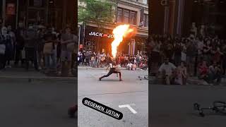 Firebreathing on my 3-wheeled unicycle!🥵 #performance #fire #viral #shorts #keşfet #breakingnews