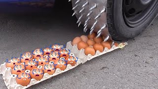 Crushing Crunchy & Soft Things by Car | Experiment: Car Nail vs Eggs - Woa Doodland
