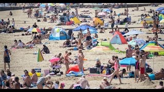 Bournemouth Sandy beach best United Kingdom Visited with brother n summer EXTRA BUSY crowd of people