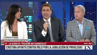 Cristina apuntó contra Milei por la jubilación de privilegio