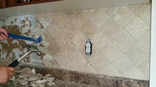 The fastest and best way to remove backsplash tile (最快最好拆除厨房灶台瓷砖)