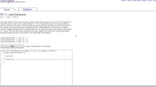 AP-1 (userCompare) JAVA Tutorial || codingbat.com