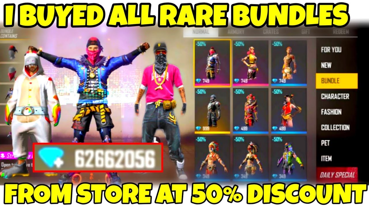 I Buyed All Rare Bundles From Store At 50 Discount Garena Free Fire