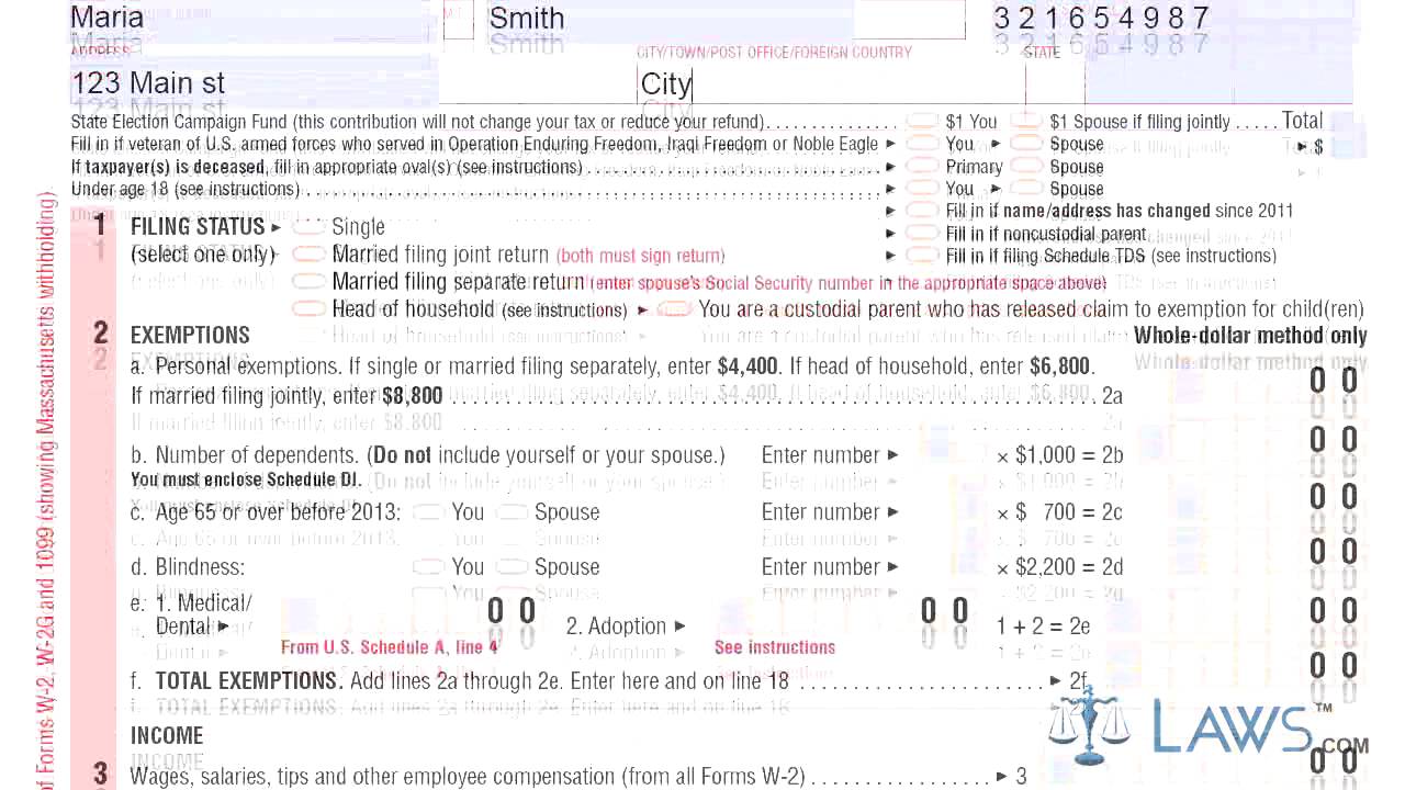 Form 1 Massachusetts Resident Income Tax Return - YouTube