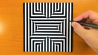 How To Draw Geometric Letter X Optical Illusion Art - Art challenge - 3D Trick Art on paper tutorial