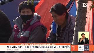 Nuevo grupo de bolivianos se instala afuera de consulado buscando regresar a su país