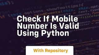 Check if mobile number is valid using python