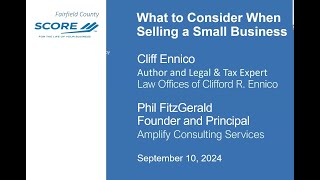 What to Consider When Selling a Small Business - Cliff Ennico & Phil Fitzgerald