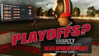 Varsity high school football video game | OCTOBER 2024 Dev. UPDATE!