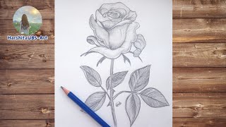 How to draw a Rose  - pencil sketch | Rose 🌹 Drawing easy | Harshita ubs