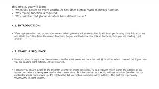RESET SEQUENCE IN MICRO-CONTROLLER