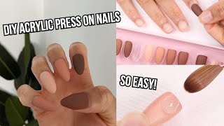 TRYING KIARA SKY NEW PRESS ON NAILS | DIY PRESS ON NAILS AT HOME USING ACRYLIC | fall nails