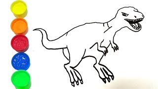 Dinosaurs T-Rex coloring and draving pages for children. How to draw dinosaur videos T Rex