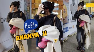 Ananya Pandey spotted at Mumbai Airport hiding her face at airport 💖 ✈️
