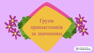 Прикметник як частина мови. Групи прикметників за значенням: якісні, відносні, присвійні.