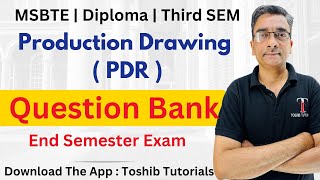 Production Drawing Diploma Mechanical Engineering | Question Bank | PDR | Toshib Tutorials