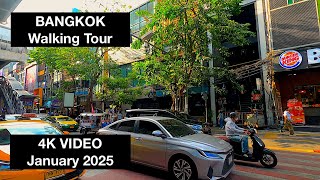 Bangkok Walking Tour (Silom Road) - January 2025 - 4K VIDEO