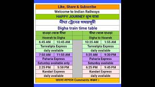 #digha #howrah #train time table । দীঘা হাওড়া ট্রেনের সময়সূচী #shorts