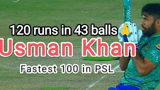 Usman Khan fastest 100 in PSL in 36 balls | Multan vs Quetta PSL 2023