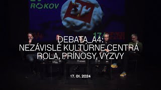 Debata_A4: Nezávislé kultúrne centrá – rola, prínosy, výzvy | A4 - priestor súčasnej kultúry