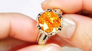 Neon Fanta Mandarin Garnet Ring at 7.15ct By Kat Florence KF07531