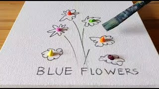 Daily Challenge / Blue Flowers / Easy Abstract Painting Demo / Step by Step / Relaxing