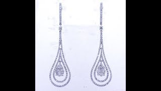 2.05CT 18KT White Gold Diamond Tear Drop Earring With French Backs