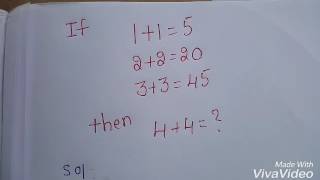 Logic Puzzle:if 1+1=5, 2+2=20, 3+3=45, then 4+4=? @Chaganam Srinivasulu@